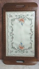 Vtg Tray Wooden Tea Dinner
