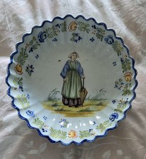 Henriot Quimper Ceramic Hand-Painted Footed Bowl France