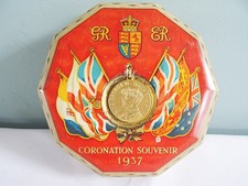 Vintage Rowntree Tin Coronation Souvenir 1937 King George V1 Royal With Medal