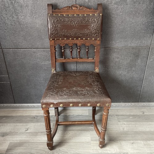 Colonial style woven - , leather
