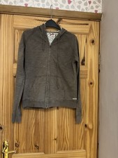 WHITE STUFF Ladies Pale Khaki/Brown Floral Lined Zipped Hoodie Size 12