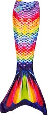 Pa in Pa Girls Rainbow Blue Pink Green Yellow Mermaid Tail Swimsuit, Size M