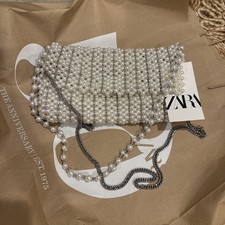 zara Women pearl shoulder flap