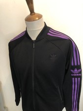 RETRO ADIDAS TRACKSUIT TOP SIZE LADIES 18 BLACK