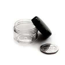 Small Clear Travel Sample Pots pill Jars Containers 5g 5ml with Black Lids jdb