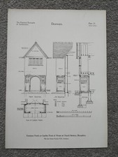 Entrance Porch - House in Church Stretton, Shropshire - Antique Print - 1928