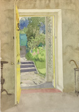 7 VINTAGE landscape & river watercolour scenes 1950's 60's