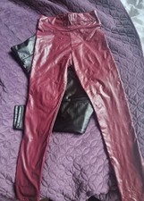 Wet Look Women's Leggings Black And Burgundy