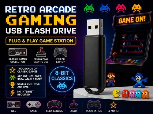 Retro arcade gaming usb flash - retro,