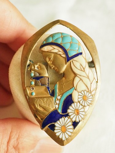 Antique enamel brooch - brooch, f