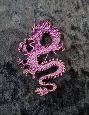 Purple enamel dragon brooch - enamel,