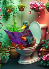 Duck on Toilet metal sign, Duck sign, Duck Plaque