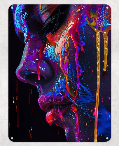 Neon face drip metal - face, poster