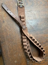 Canvas & Leather 12 gauge 25 x cartridge belt With Brass Buckle 32" - 37" or 70"