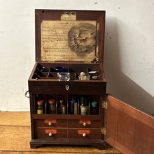 Stunning Antique Apothecary Doctors Fitted Cabinet And Contents