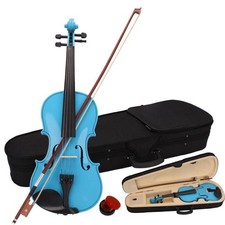 4/4 Size 4 Strings Acoustic Violin W/ Case +Bow +Bridge +Rosin Sky Blue Basswood