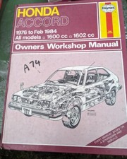 Haynes workshop manual Honda Accord 1976 to 1984 A74