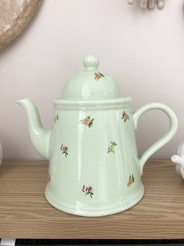 Mint green floral - mint, teapot