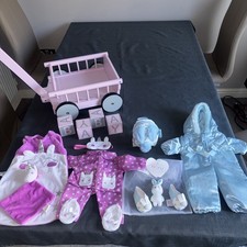 Tiny Treasures Baby Doll Push Cart Toy bundle