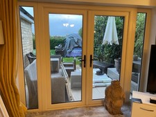 Cream UPVC French doors with side panels  240 cm by 194 cm , working perfectly 