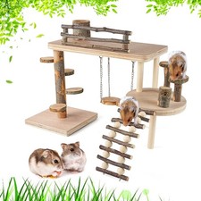 Wooden Hamster Playground Platform, Hamster Climbing Toy, Natural Living Clim...