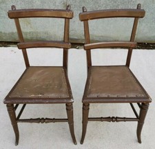 Pair of Victorian Oak Oriental Style Chairs for Restoration / Renovation 