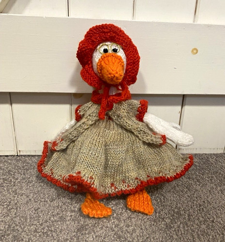 Hand knitted wool goose - hand,
