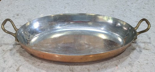 French copper oval pan brass - copper,
