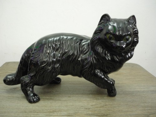 Vintage black porcelain - black, cat