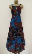 M&CO BLUE FLORAL DIP HEM MAXI