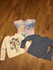 THREE GIRLS AGE 9/10 T SHIRTS - 2 LONG SLEEVED AGE 10, 1 AGE 9/10 FROZEN S/S VGC