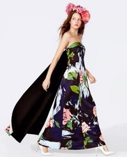 Richard Quinn x Debenhams Long Evening Floral Print Bandeau Dress Sttached Cape
