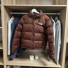 The North Face Nuptse Womens Down Puffer Jacket 700 Size M Brown Genuine