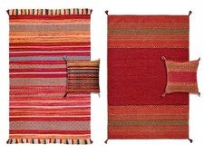 Red kilim rug indian handmade - red,