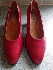Womens Vintage Bally Bliss Comfort Red Leather Mid Heel Court Shoes Size Eu38/5