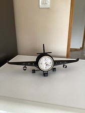 Aeroplane Clock Large 42cm Retro Aeroplane Desk Shelf Mantle Clock Metal