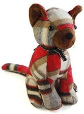 Red Tartan Cat Doorstop Fabric