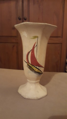 Vintage vase with - with, yacht