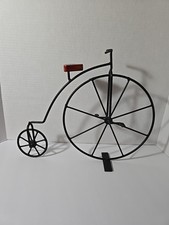 HOME DECOR Old Fashioned Bicycle Sculpture Black Metal & Wood Decor GREAT COND!!