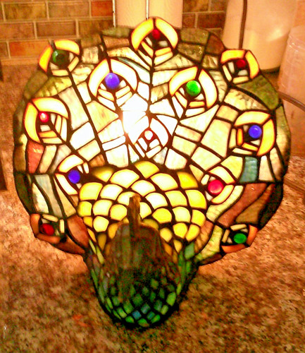 Stained glass table lamp - glass,