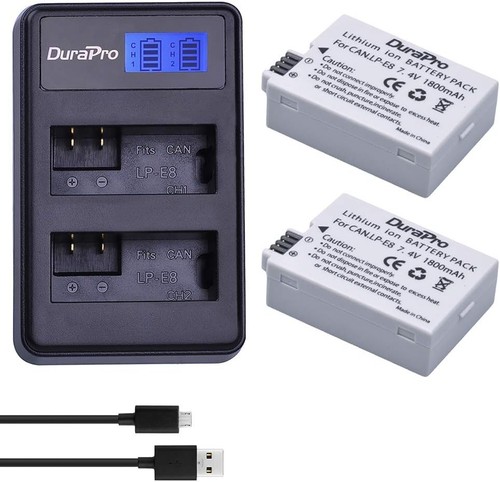 Durapro 2pcs battery - lp-e8, +