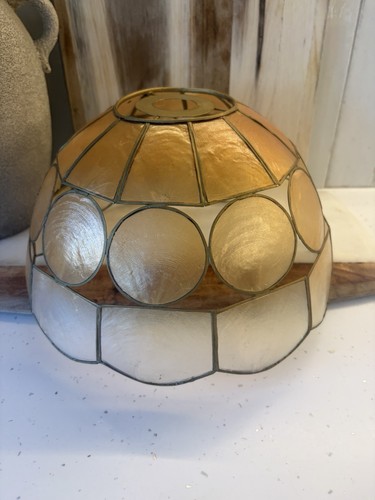 Vintage gold brown capiz shell - gold/brown,
