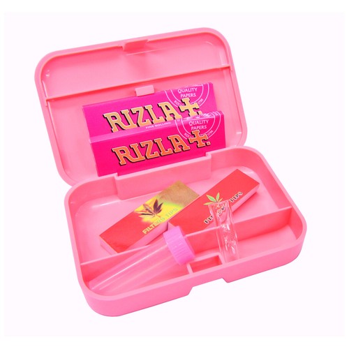 Pink plastic tobacco box - tobacco,