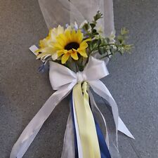 Handmade Pew Ends, Chair Decorations tulle, ribbon and artificial flowers