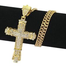 Mens Women Chain Necklace Cross Stainless Steel Pendant Crucifix Jesus UK Gift