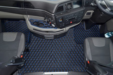 MAN TGX TRUCK ECO LEATHER FLOOR MATS SET - FROM 2021 - black/BLUE