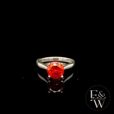 Sterling Silver Fire Opal CZ