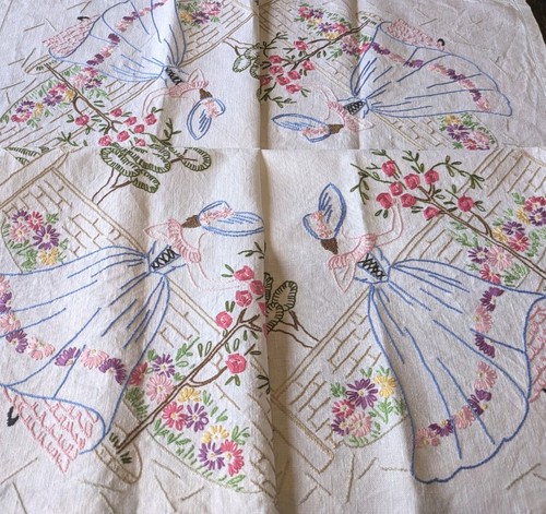 Stunning vintage linen hand - linen,
