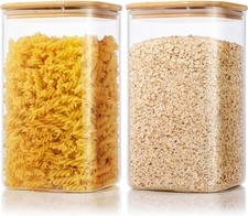 Extra Large Square Glass Flour & Sugar Storage Containers with Airtight Lids, 1
