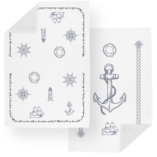 Nautical tea towel set - nautical,